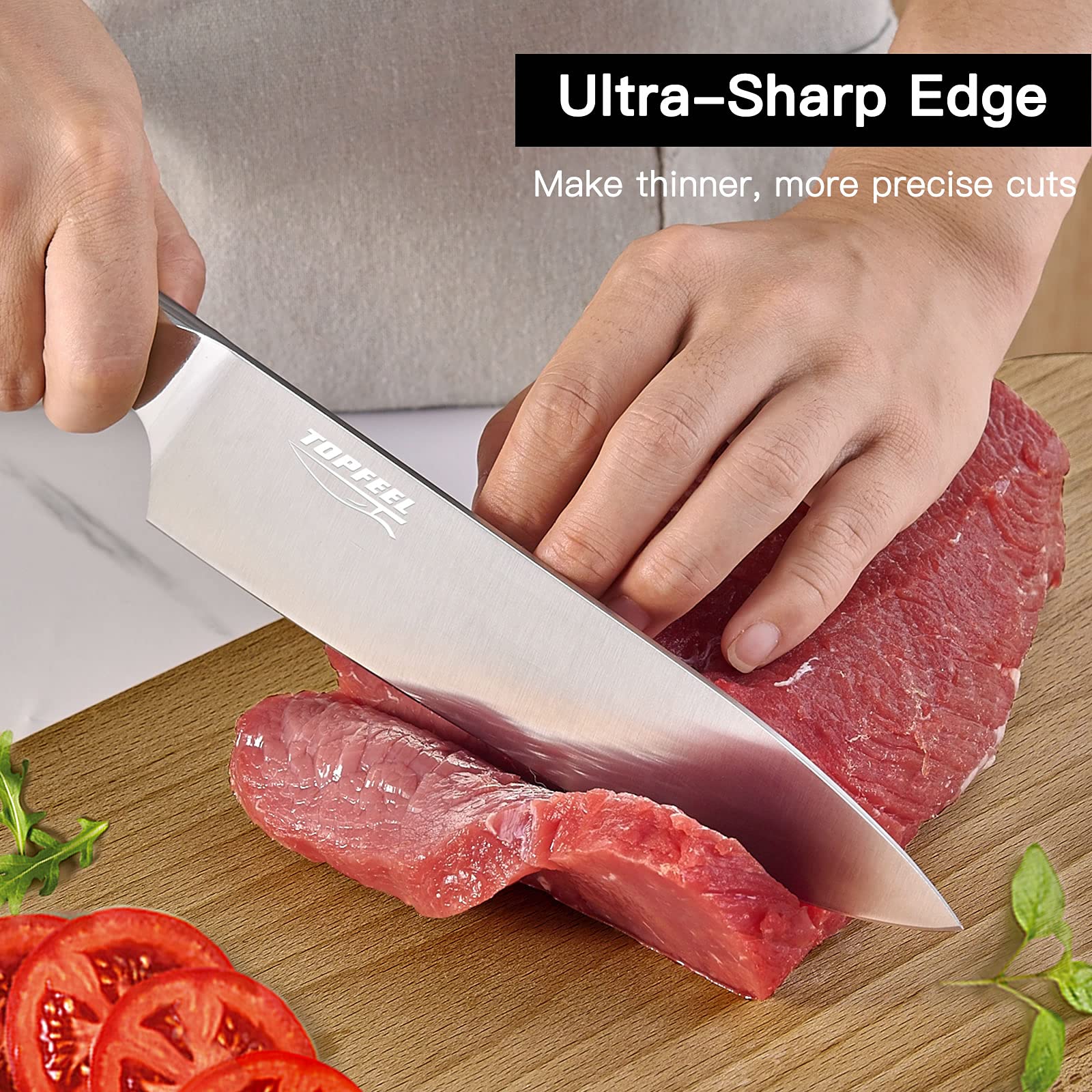 Topfeel 7-inch Santoku blade for versatile kitchen prep