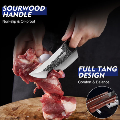 Topfeel rosewood handle close-up showing ergonomic grip