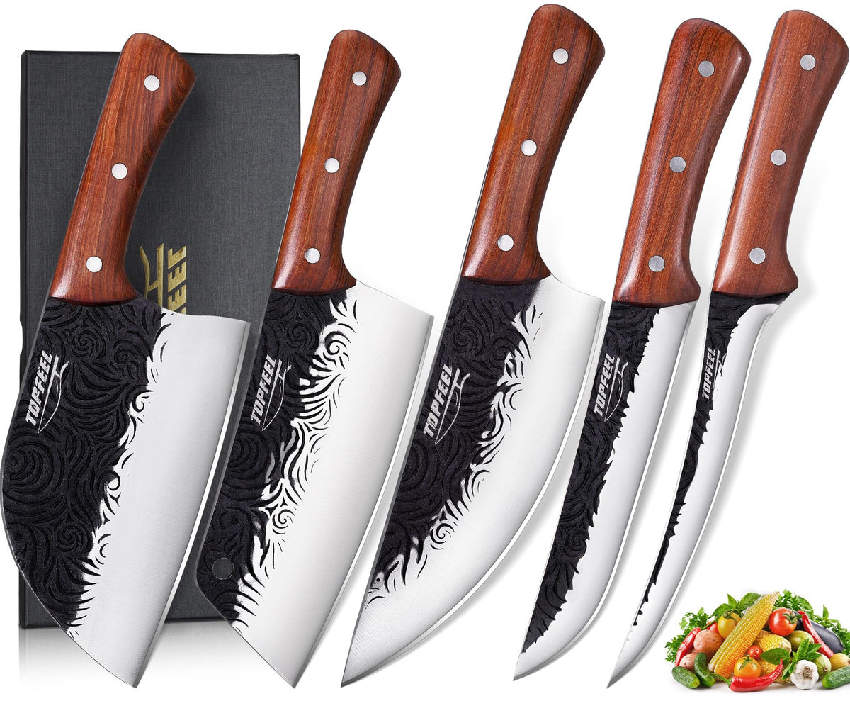 Topfeel Serbian Chef Knife 7-inch blade for precise kitchen prep.
