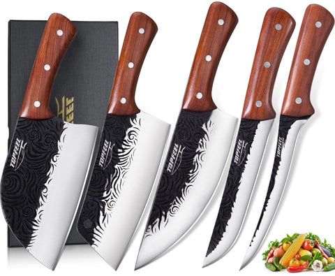 Topfeel Serbian Chef Knife 7-inch blade for precise kitchen prep.