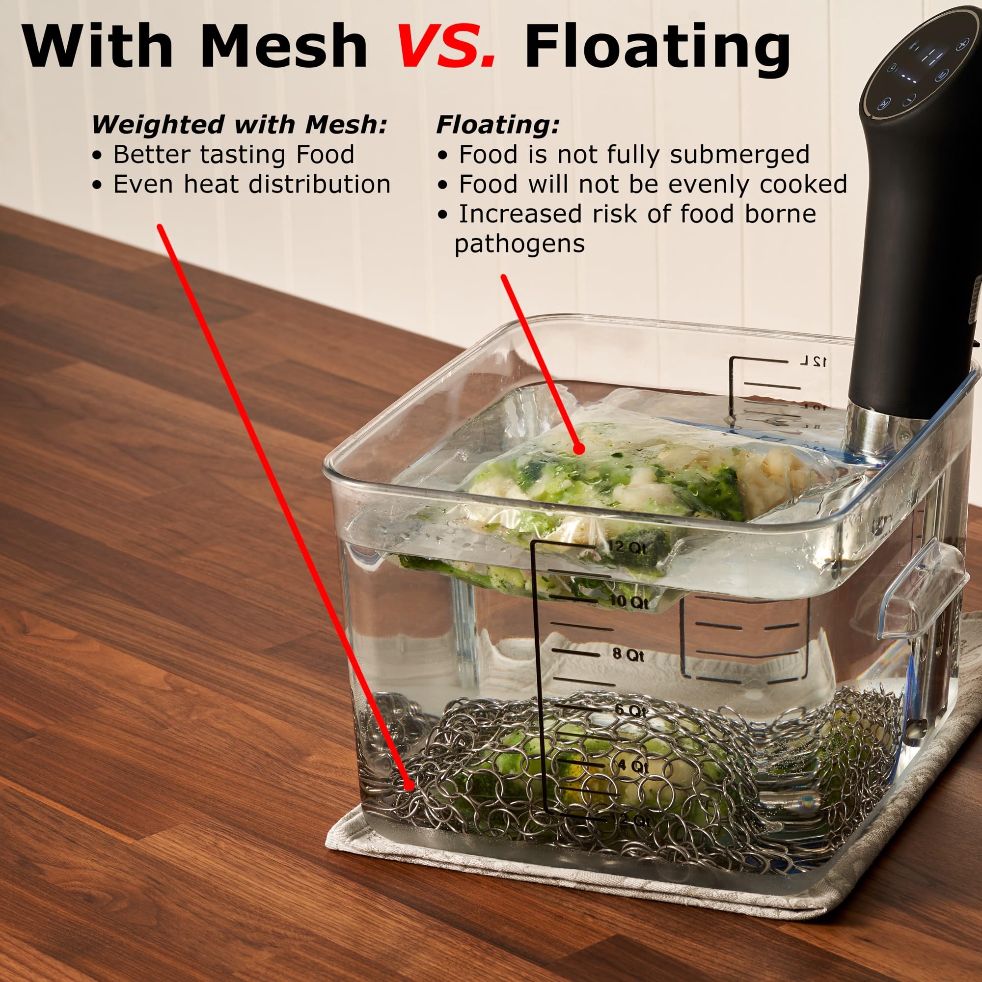TopHat sous vide accessory weight is food-safe and durable.