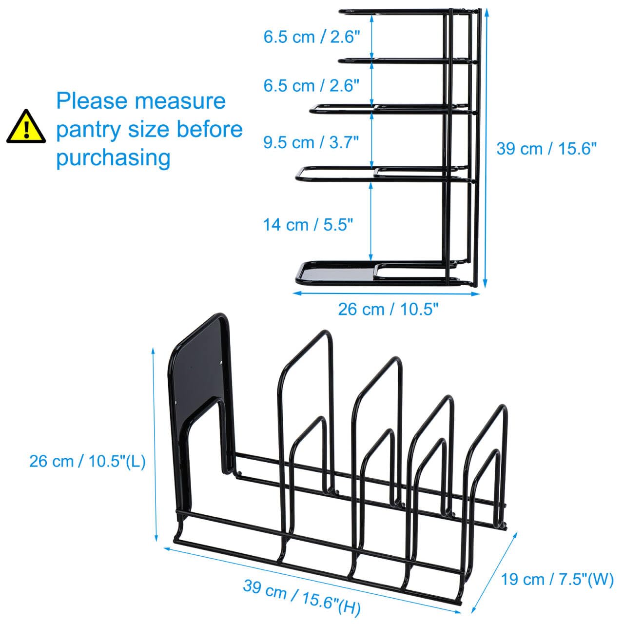 Toplife 5-tier rack side angle showcases organized cabinet space and easy access