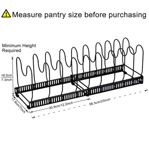 Toplife adjustable compartments show customizable spacing for cookware and lids.