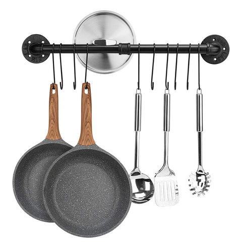 Toplife pot rack wall mounted on kitchen wall for organized cookware
