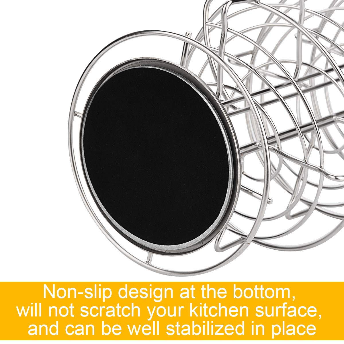 Toplife spiral design rack holds 36 eggs in a neat display.