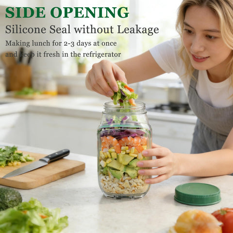 TOPMELON Salad Pod dressing container with 2.5 oz capacity prevents leaks during transit.