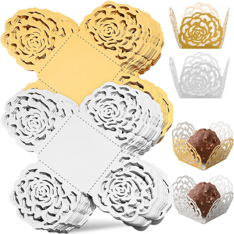 TOPPERFUN truffle wrapper liners in gold enhance chocolate presentation