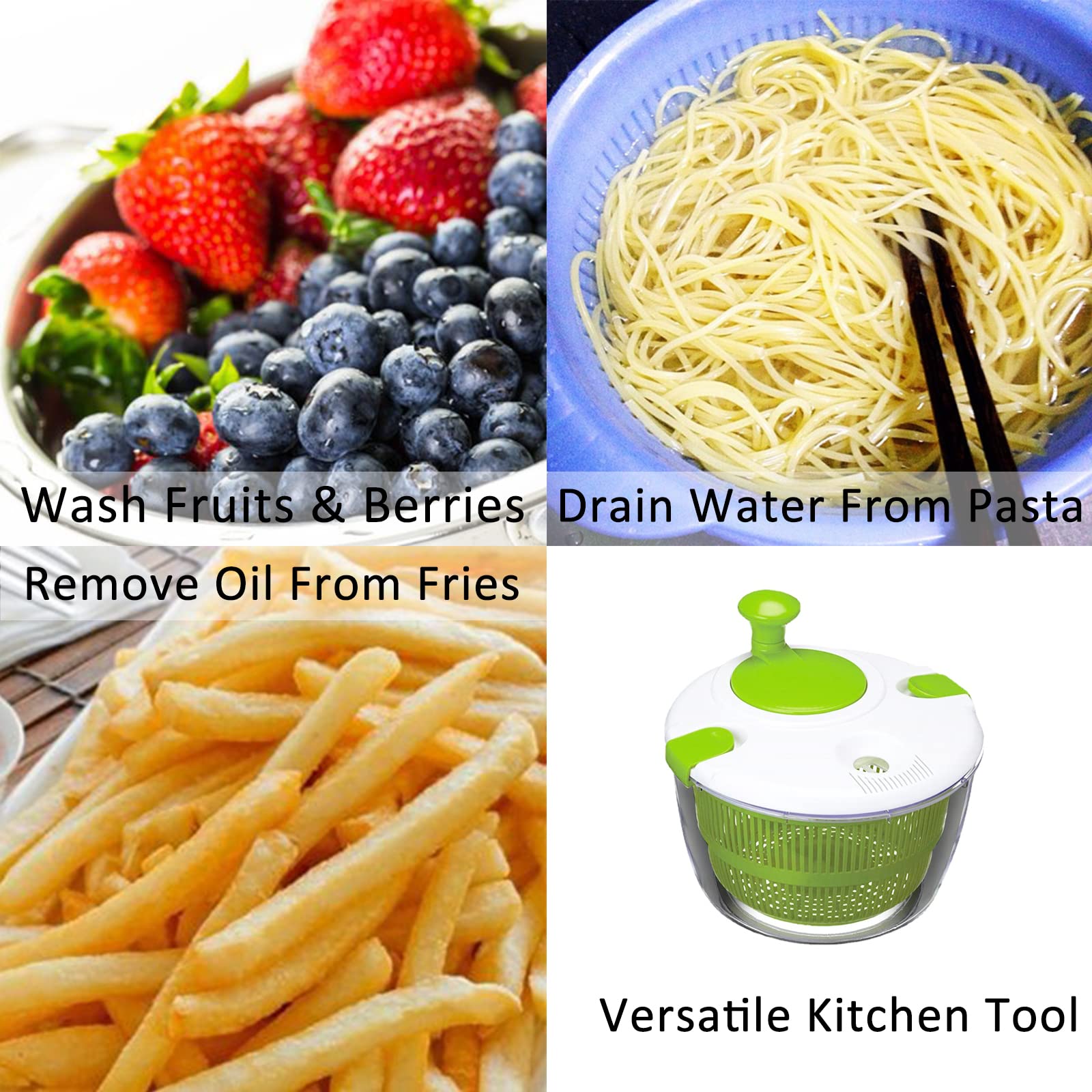 TopRoad multi-use salad spinner for greens, fruits, and small produce
