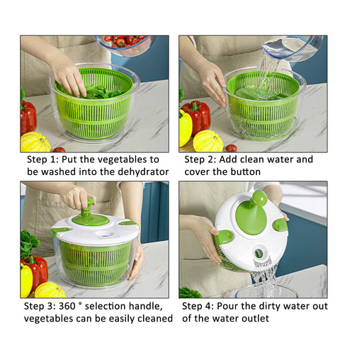 TopRoad salad spinner featuring spout design for water removal without lid removal