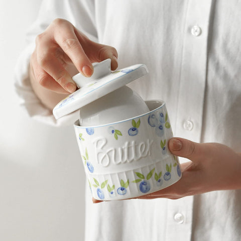 Toptier butter crock keeps real butter's texture for easy spreading.