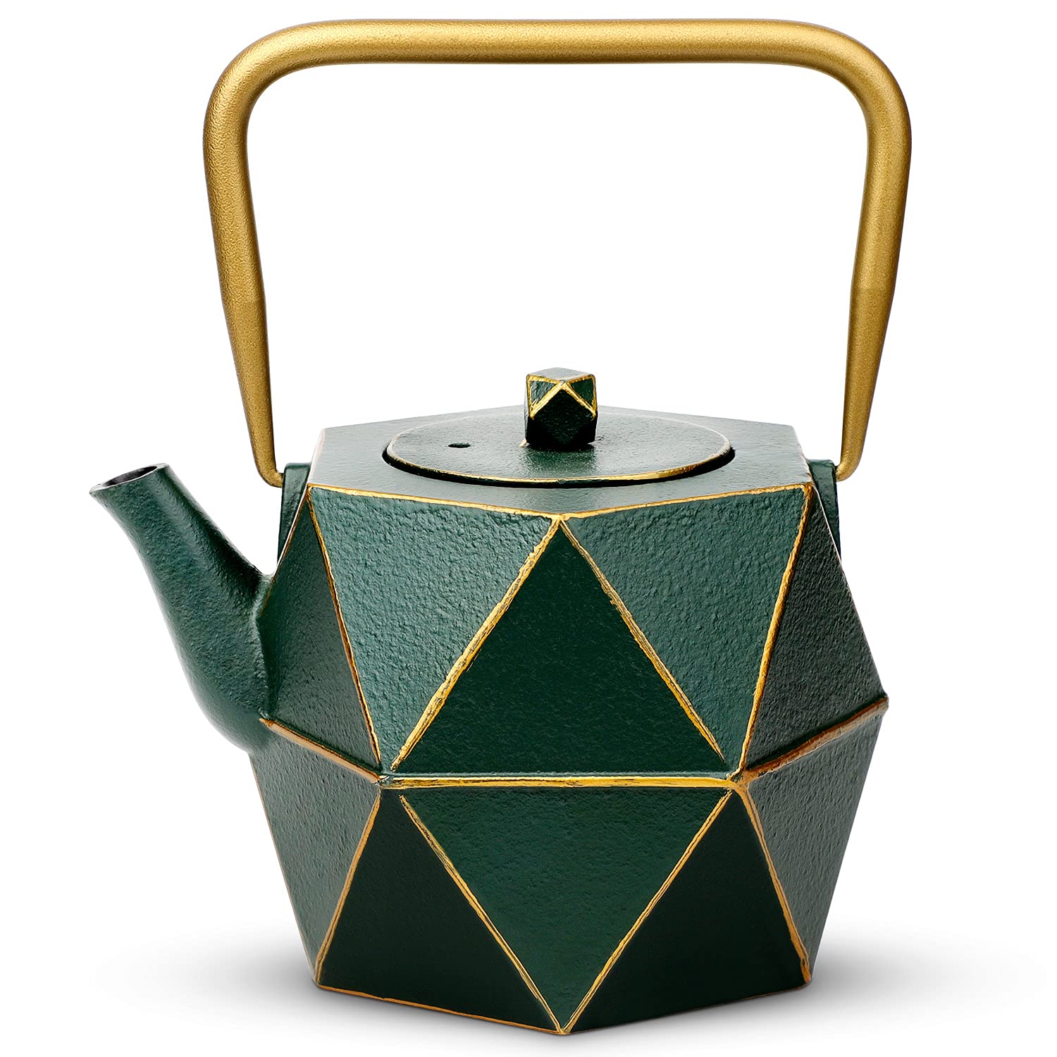 Toptier cast iron teapot with diamond design for elegant tea service.