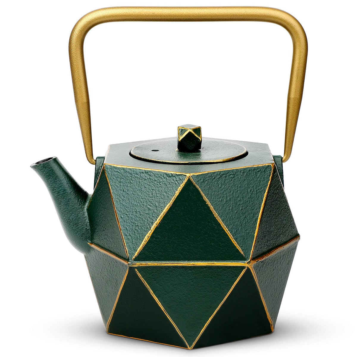 Toptier cast iron teapot with diamond design for elegant tea service.