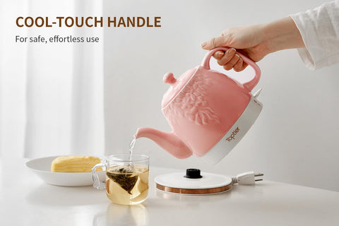 Toptier electric tea kettle 1L capacity for rapid heating.