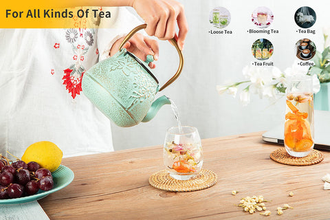 TOPTIER teapot light green pattern adds natural style to your tea ritual.