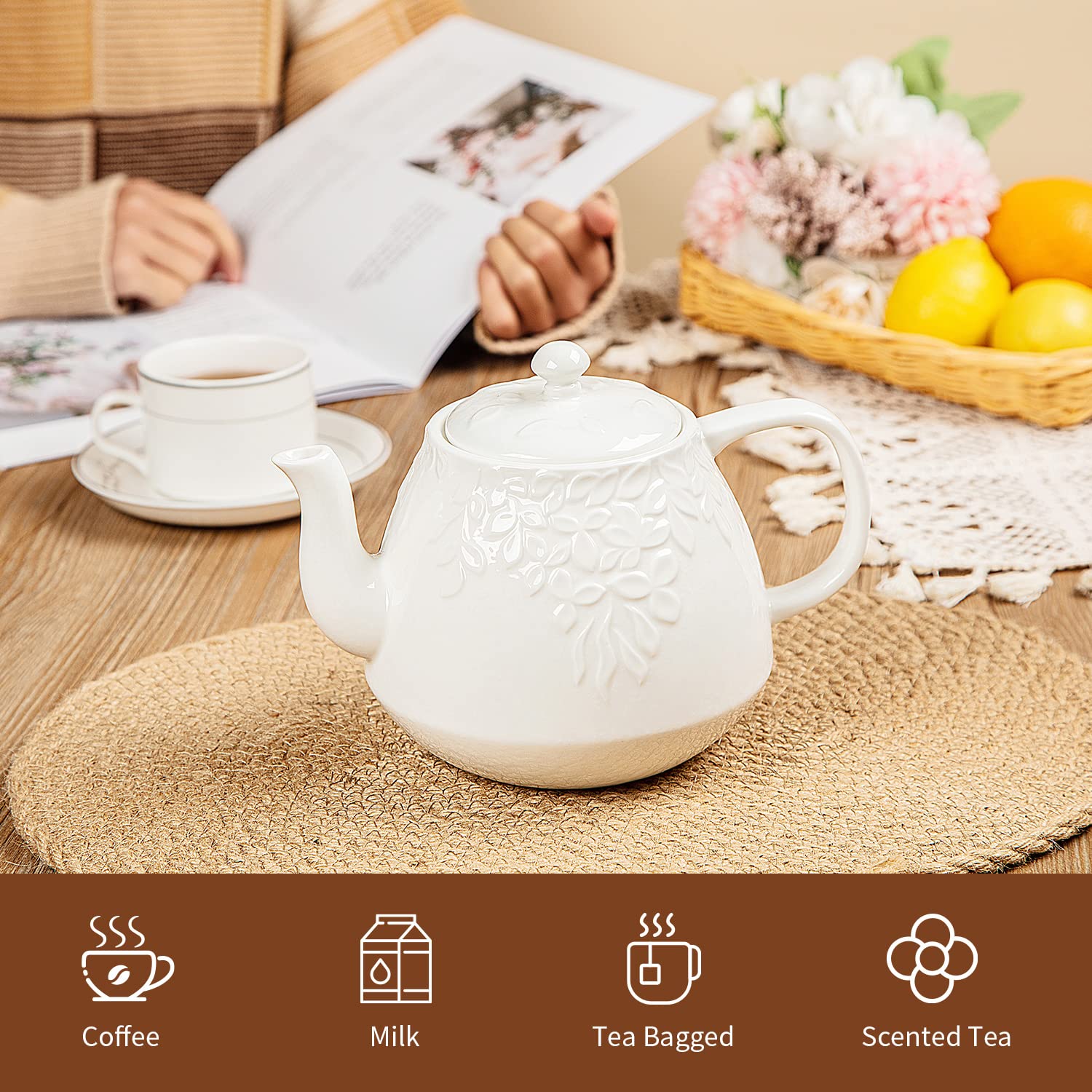 Toptier Leaf Teapot is safe for dishwasher, microwave, and freezer use.