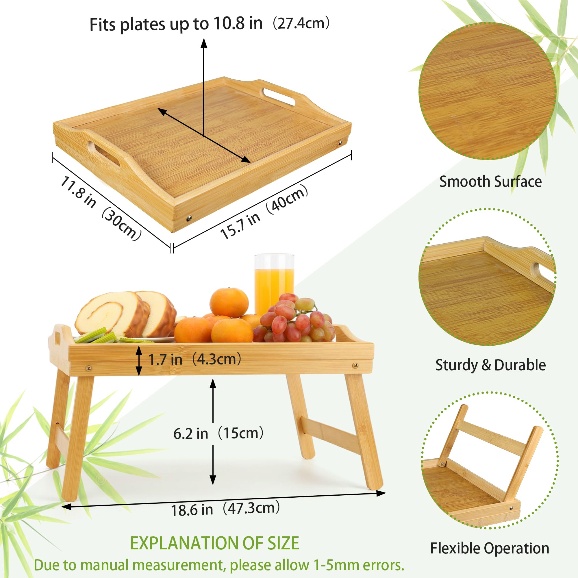 TOPULORS bed tray with handles, portable across rooms.