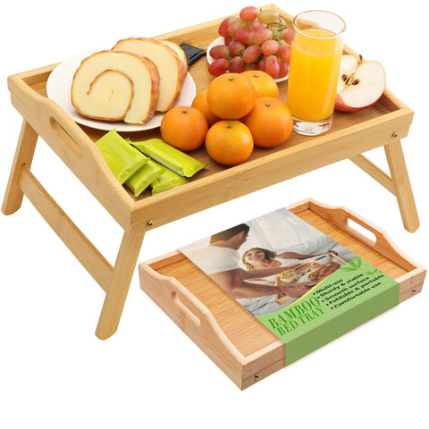 TOPULORS breakfast tray with folding legs for easy meals in bed.