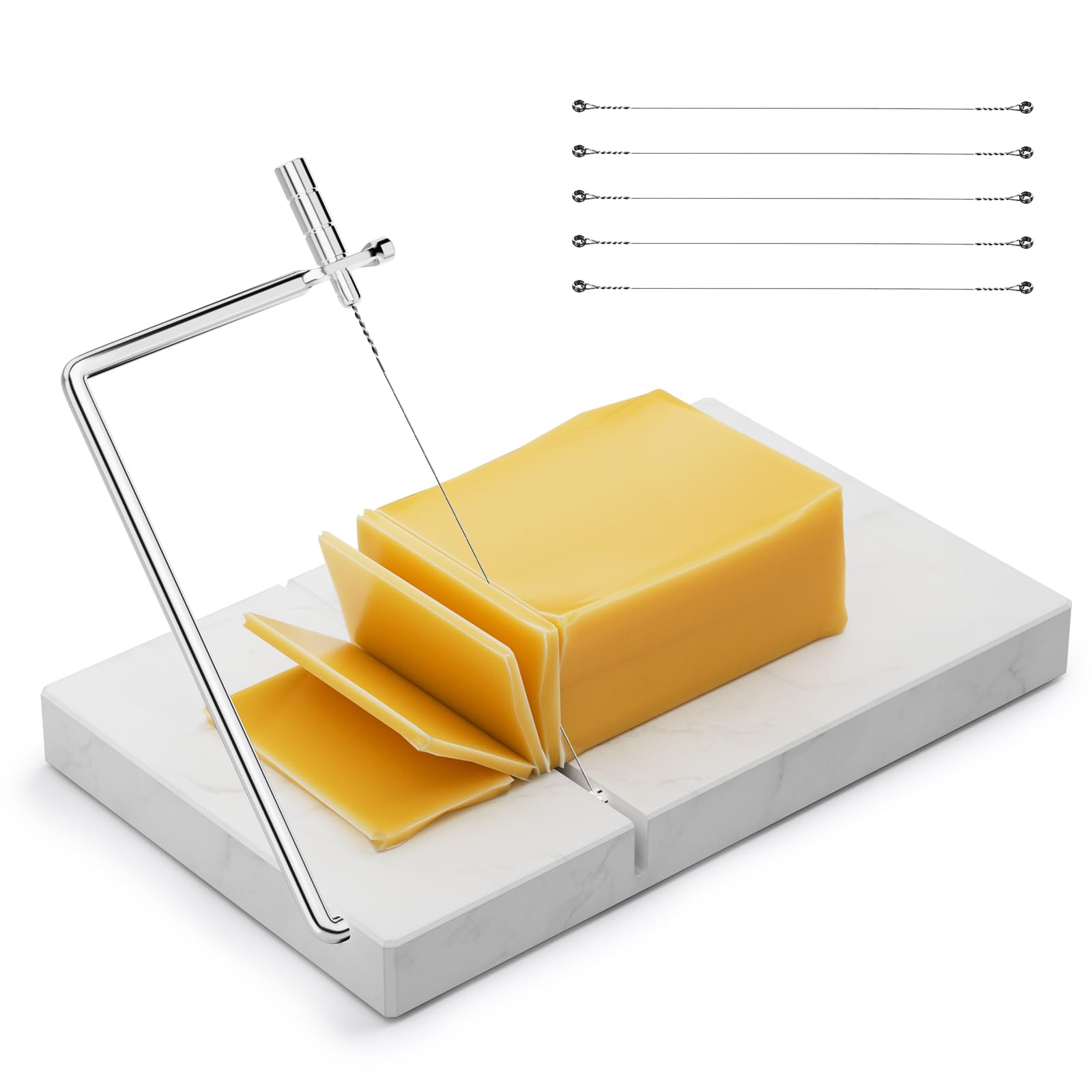 TOPULORS cheese slicer on marble board with non-stick surface for easy cheese release