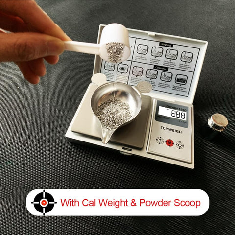 TopWeigh powder scale with LCD backlight for easy reading.