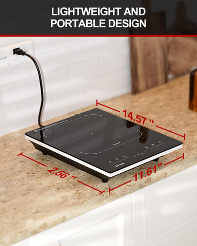 TopWish portable induction cooktop control panel shows precise heat and timer control.
