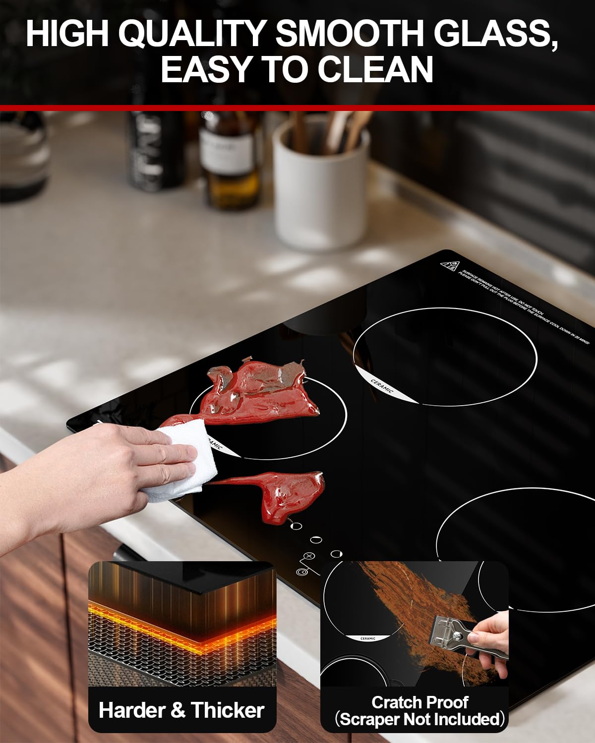 TOPWISH pot boiling on the cooktop demonstrates fast heating and even heat