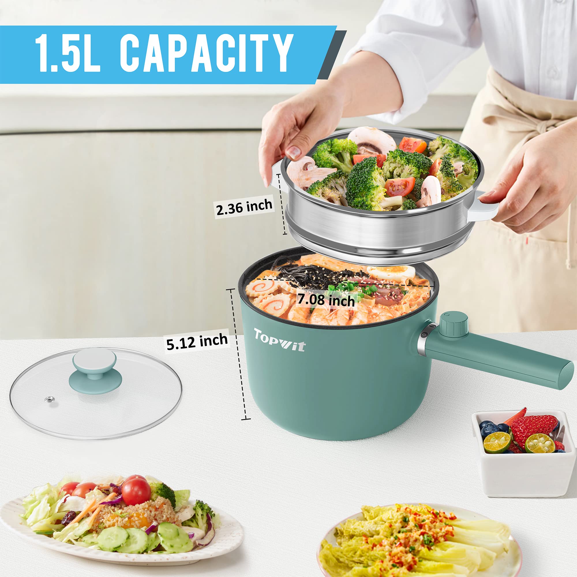 TopWit 1.5L portable cooker suits dorms and travel.