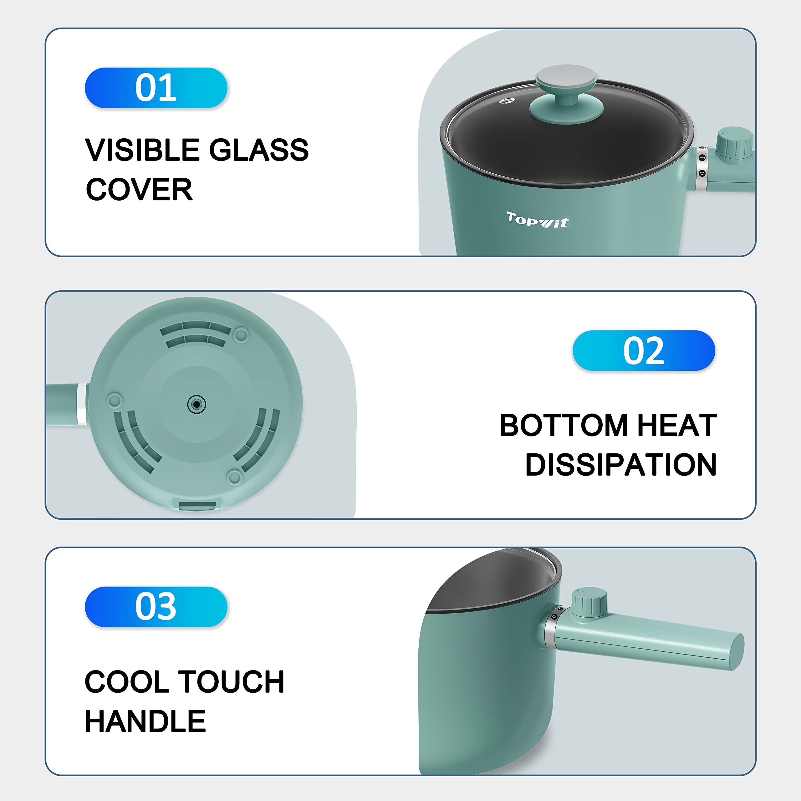 TopWit BPA-free non-stick coating for easy cleanup