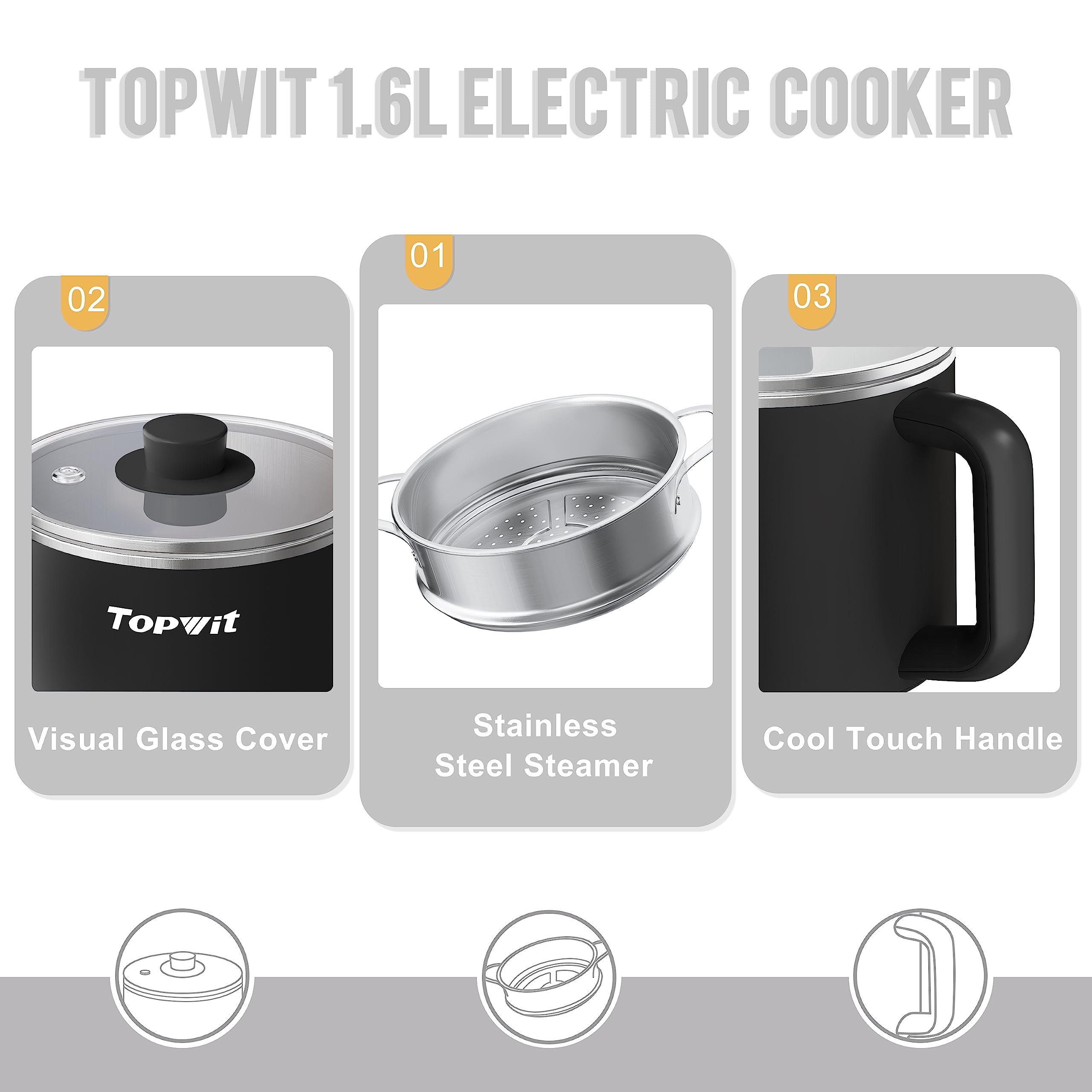 TopWit compact 1.6L pot ideal for small kitchens
