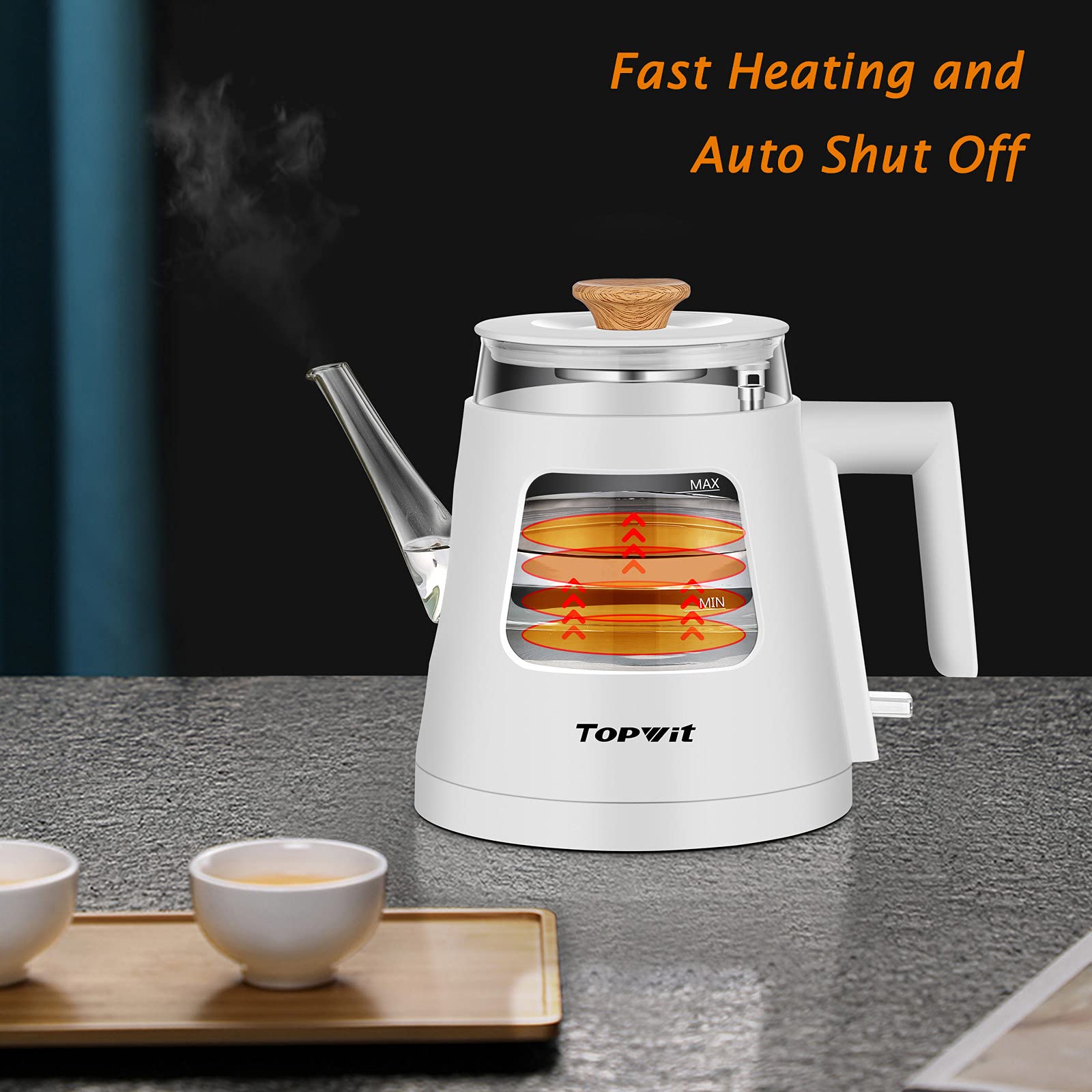 TopWit kettle auto shut-off and boil-dry safety features