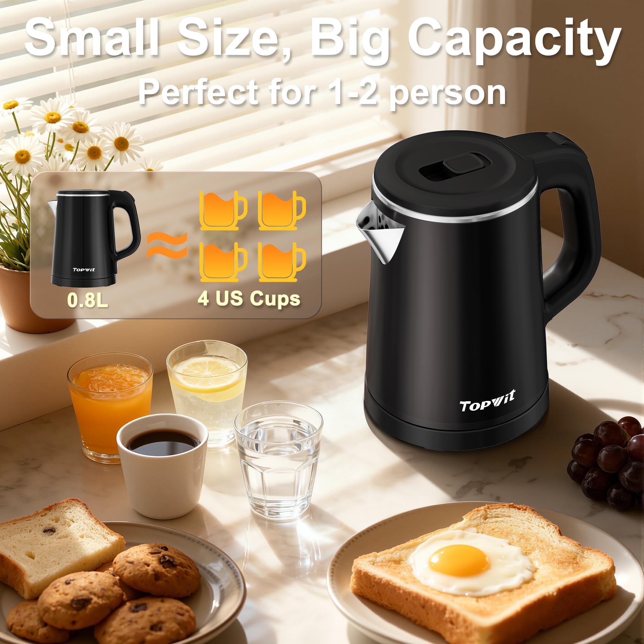 TopWit ergonomic handle ensures safe and comfortable pouring.