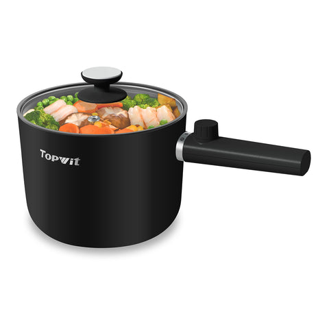 TopWit hot pot electric overview showing compact 1.5L design for versatile meals.