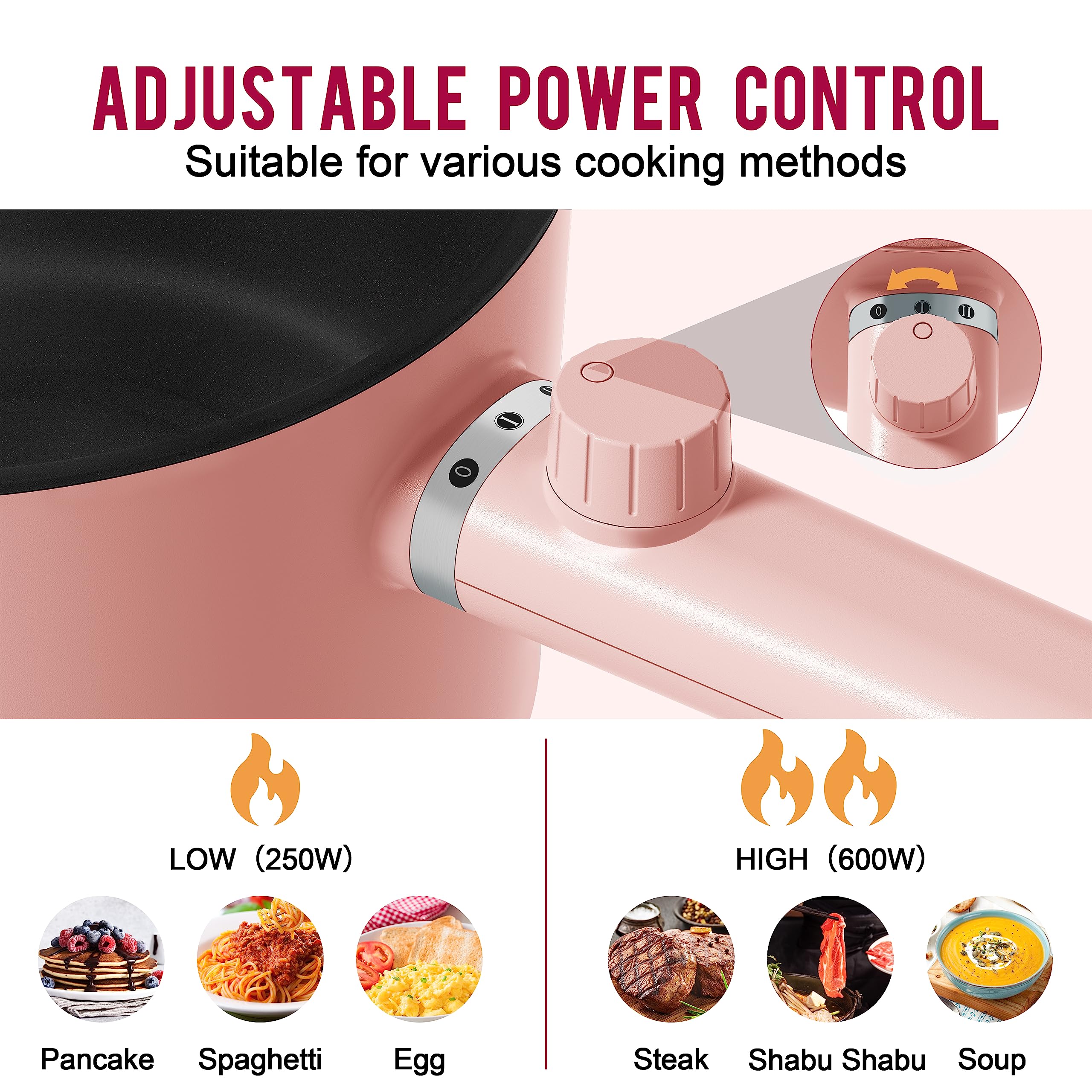 TopWit hot pot electric dual power control dial for flexible cooking.