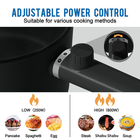 TopWit hot pot electric dual power control enables quick preps from breakfast to dinner.