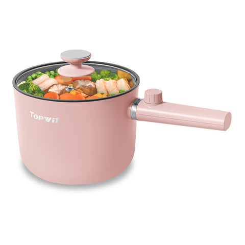 TopWit hot pot electric pink full product view, ideal for quick meals.