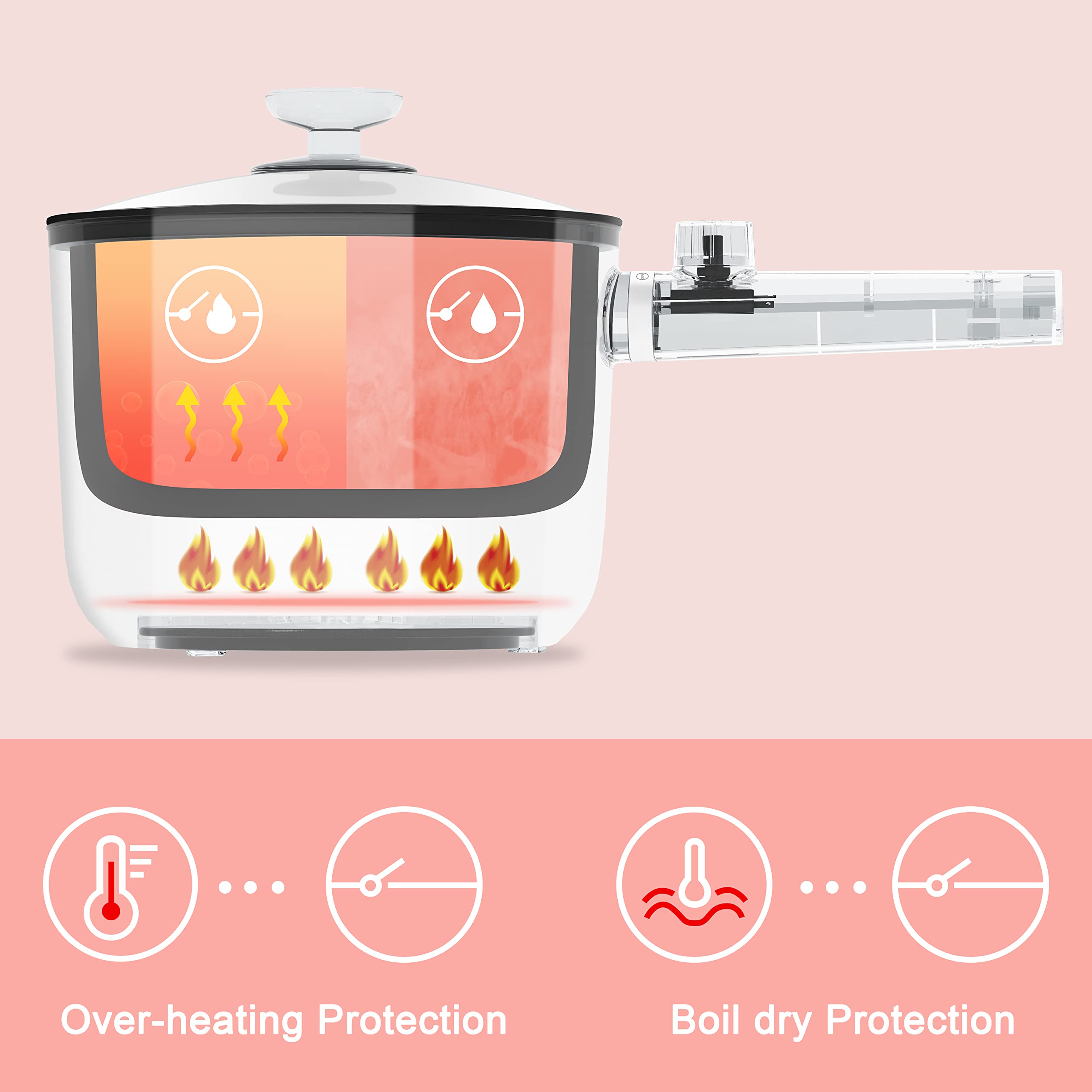 TopWit hot pot electric with long handle for safer, easier lifting.