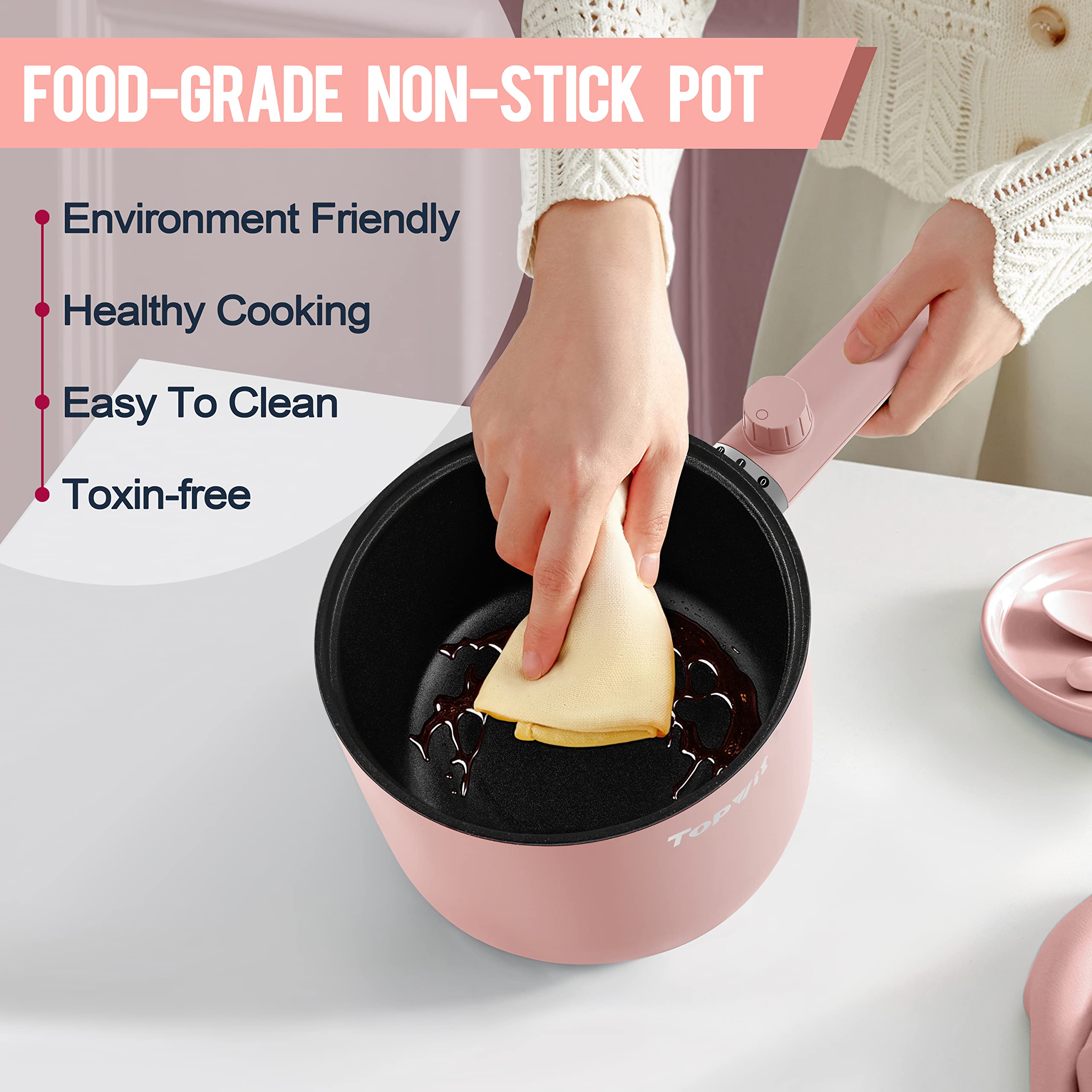 TopWit hot pot electric portable from dorm to camping, ready for busy days.