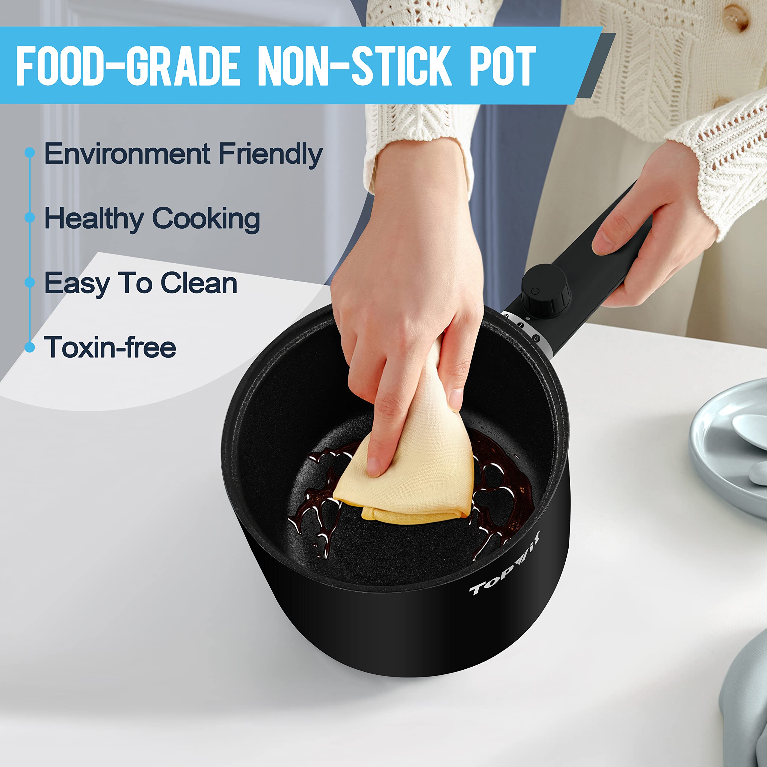 TopWit hot pot electric in a dorm setup, showcasing portable kitchen convenience.