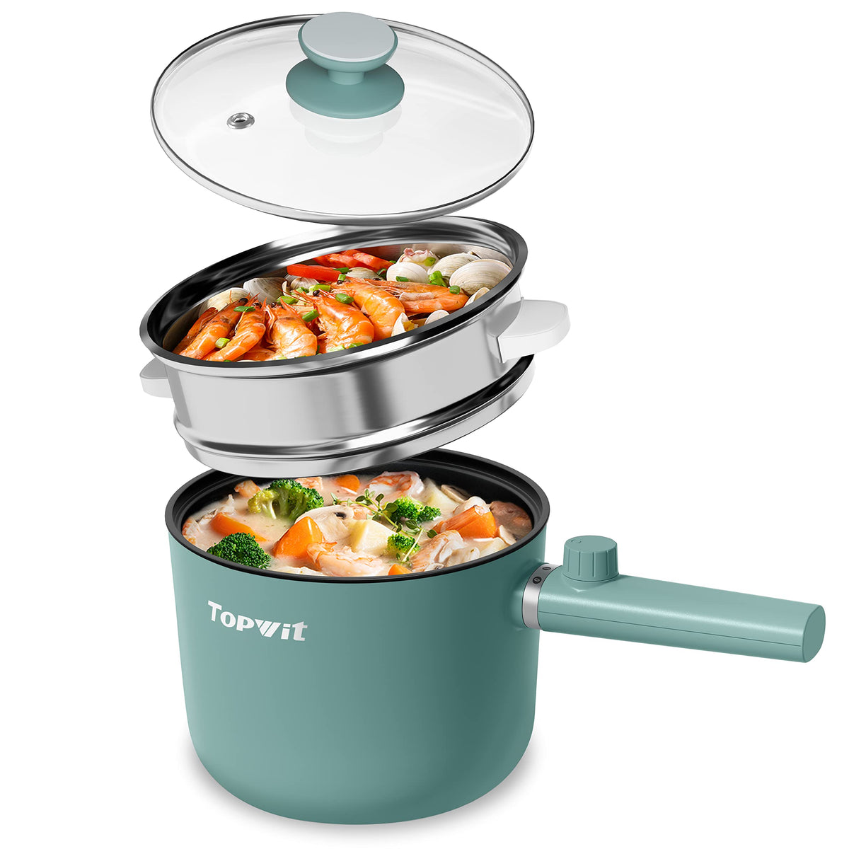 TopWit Hot Pot Electric with Steamer for healthy, versatile meals.