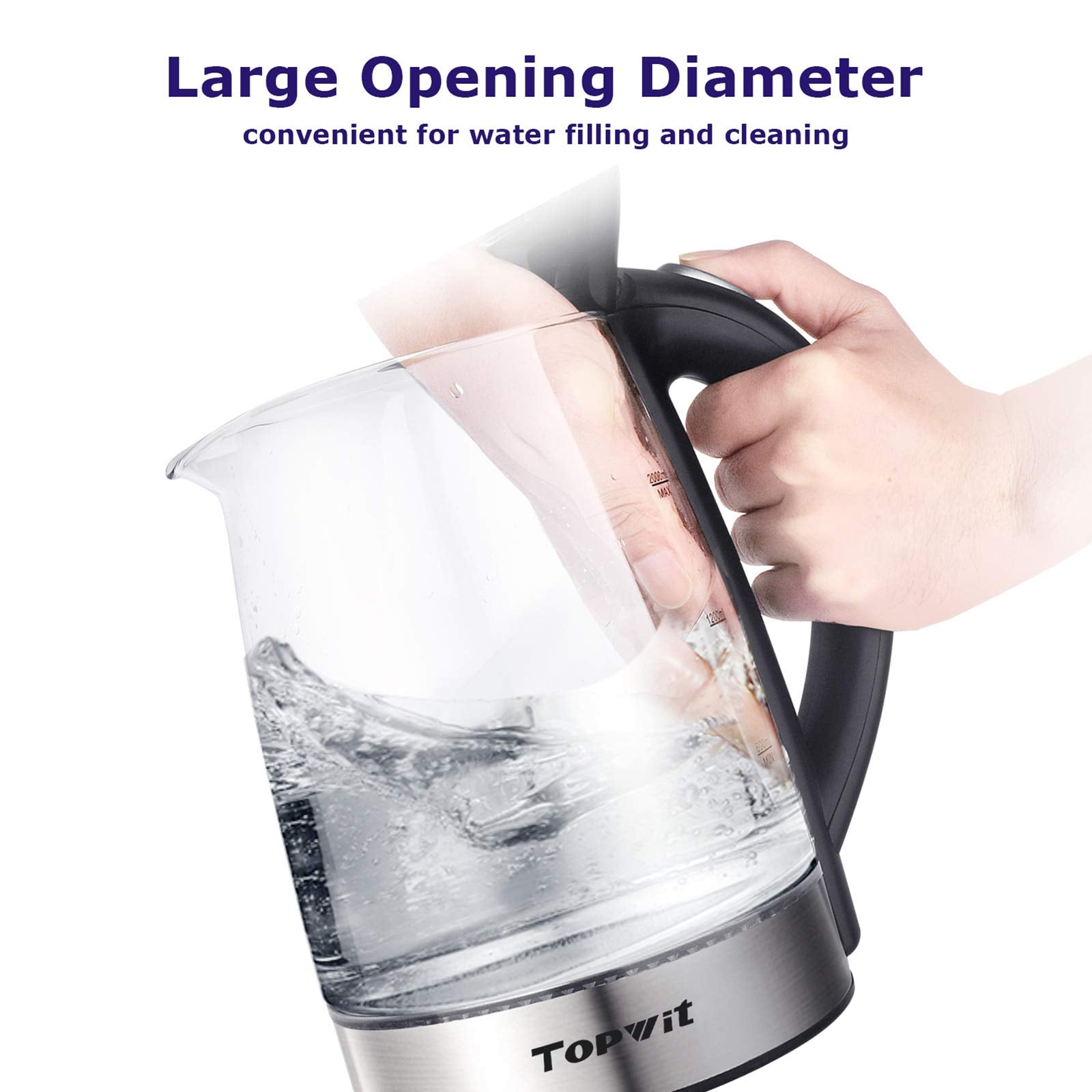 TopWit transparent-lid kettle reveals clean interior while heating.