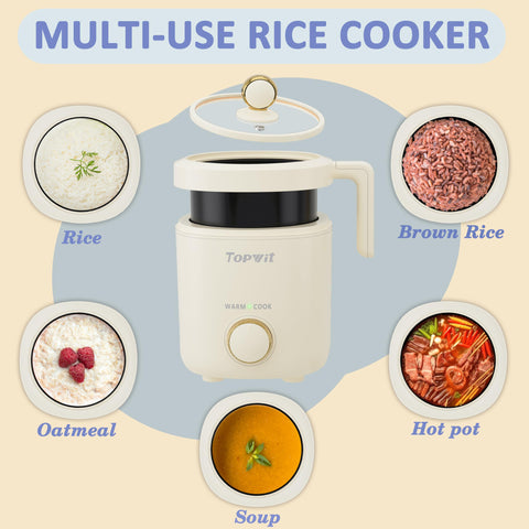 TopWit rice cooker with 2-cup uncooked capacity for 1-3 servings