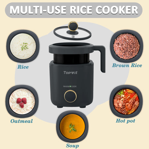 TopWit rice cooker compact size fits small kitchens and dorms.