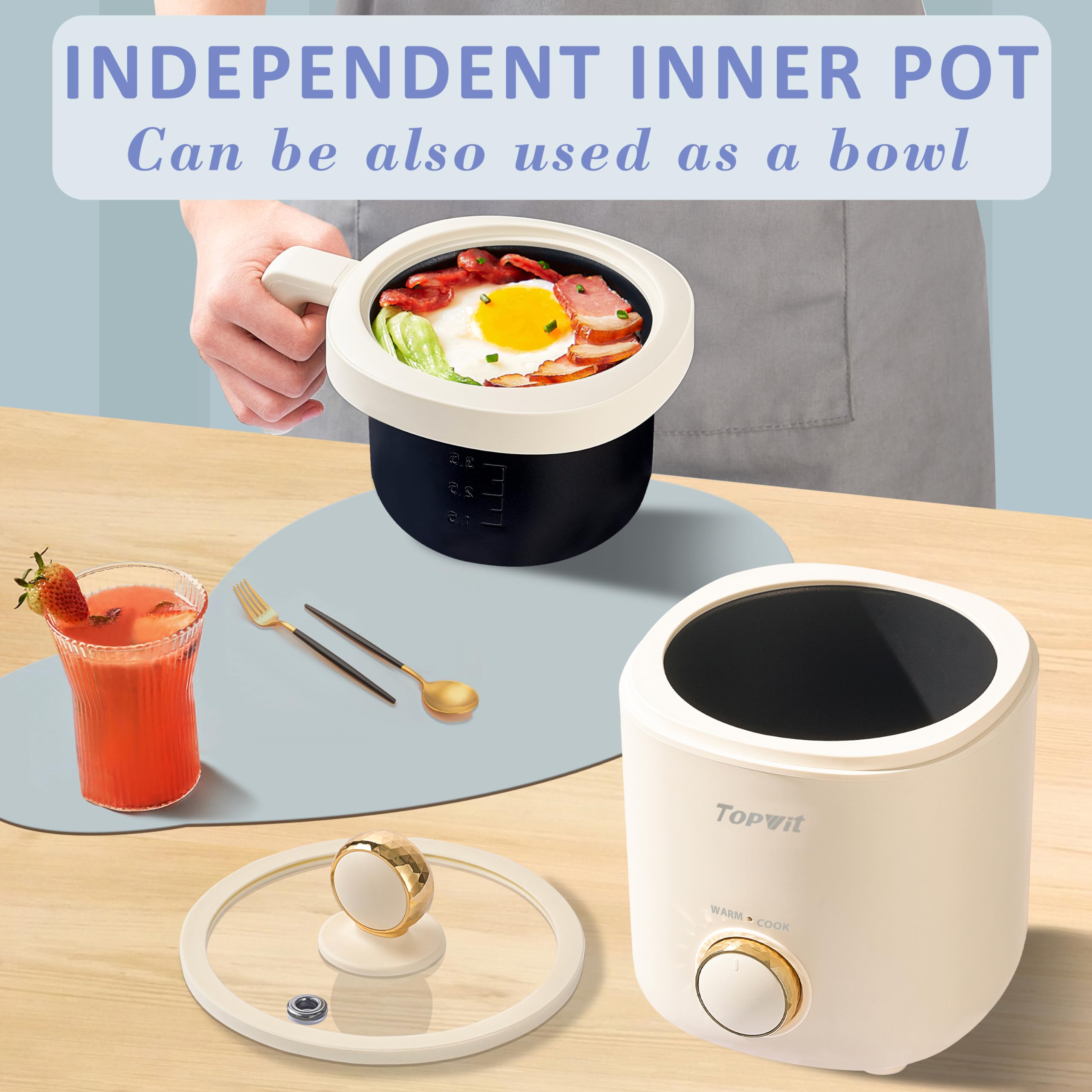 TopWit rice cooker preparing porridge for a quick meal