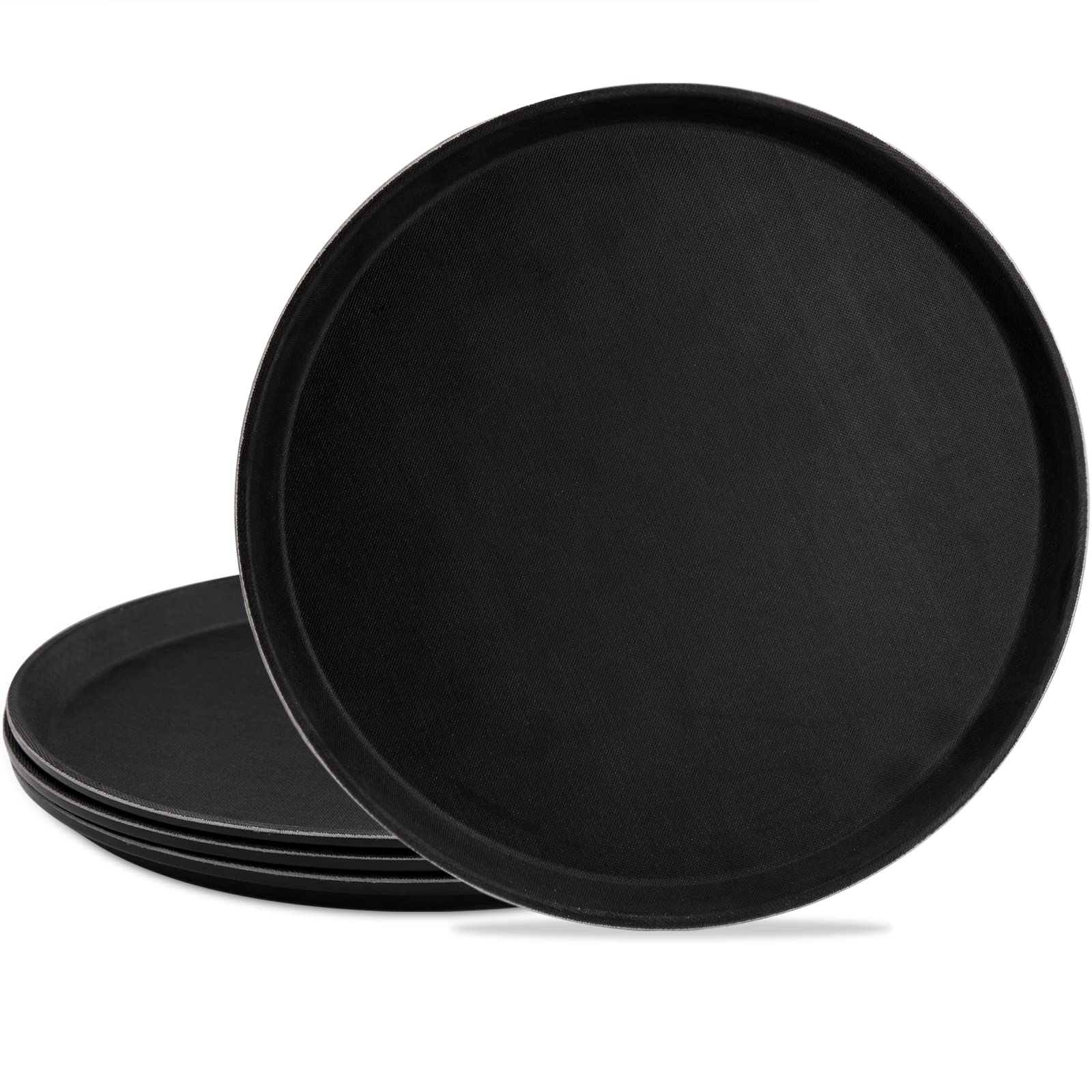 TOPZEA 4-pack round server tray with non-slip surface for stable serving.