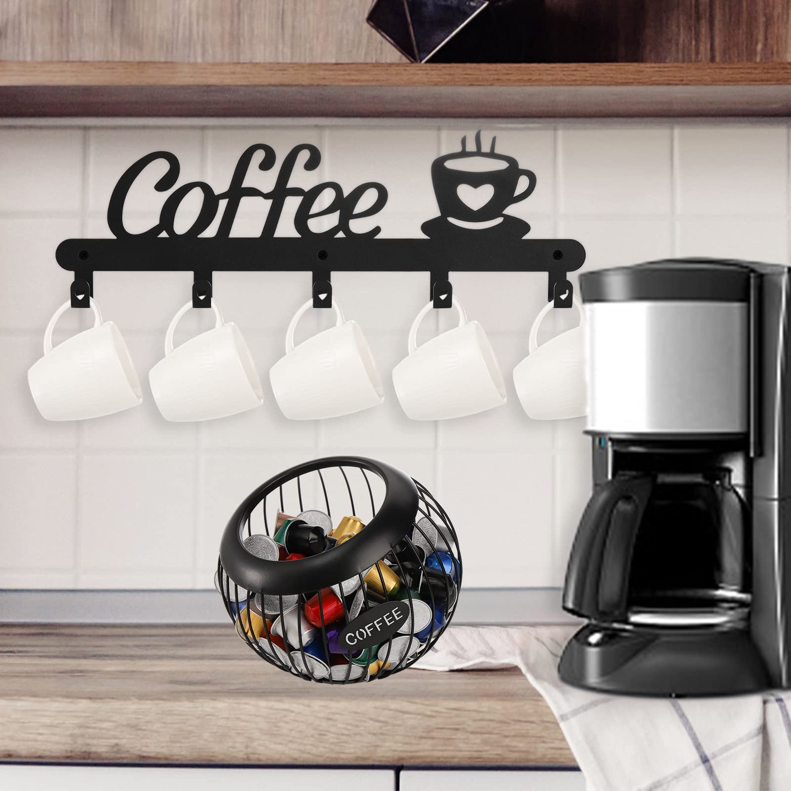 TOPZEA counterop organizer fits kitchen decor and keeps pods organized.