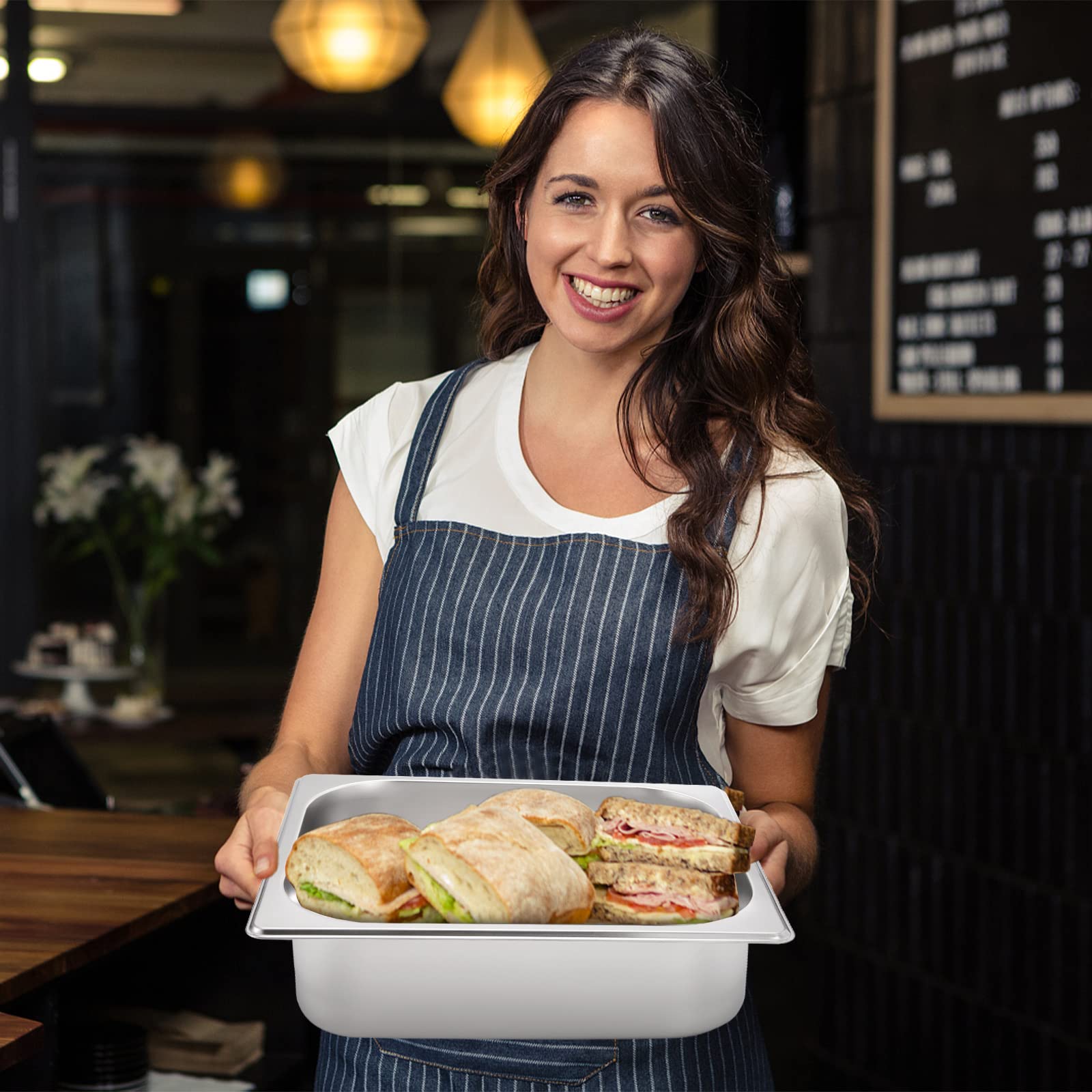 TOPZEA durable food pan for commercial use, rust-proof and easy to clean