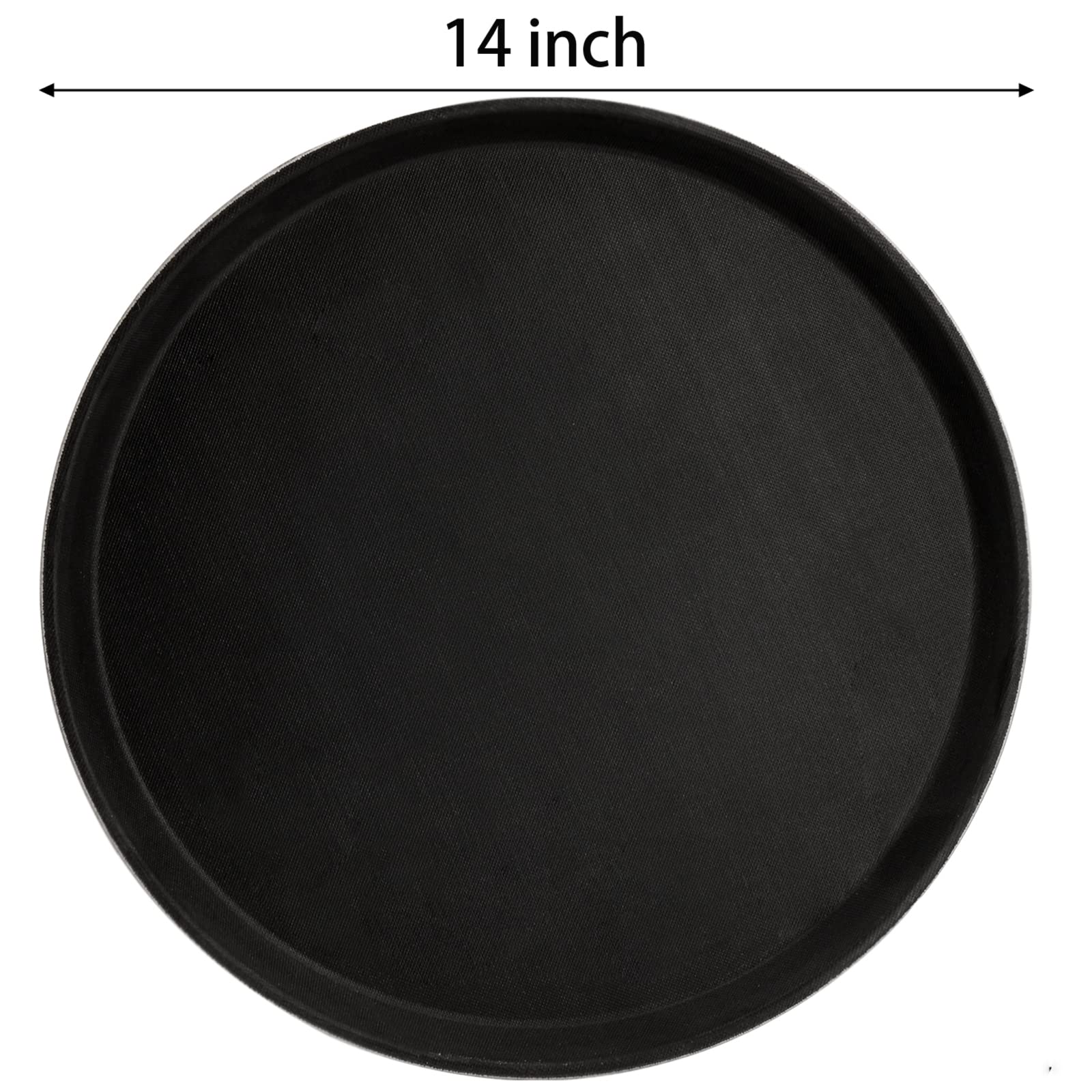TOPZEA 14inch round serving tray in black, durable for daily café use.