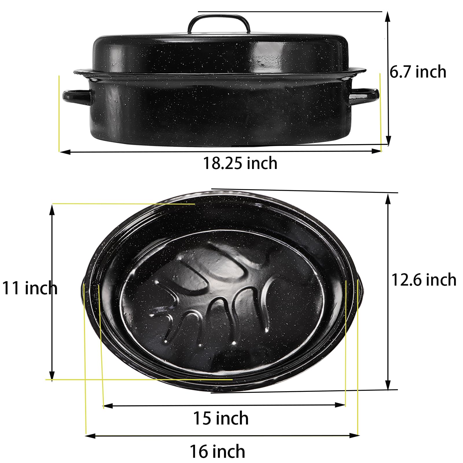 TOPZEA oval roaster pan with dome lid preserves moisture and browns evenly.