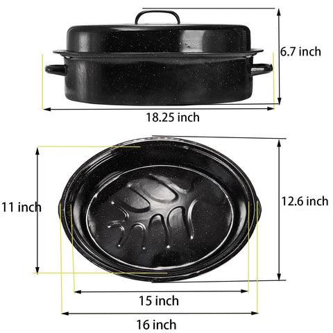 TOPZEA oval roaster pan with dome lid preserves moisture and browns evenly.