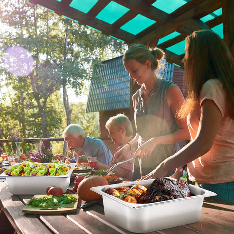 TOPZEA oven-safe steam table pan ready for marinating to oven
