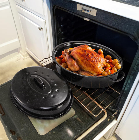 TOPZEA rib roaster pan with lid creates tender meat and rich flavors.